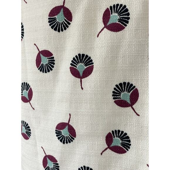 Ann Taylor LOFT Women's Size 2 White Multi-Color Floral Woven Pencil Skirt - Picture 3 of 6